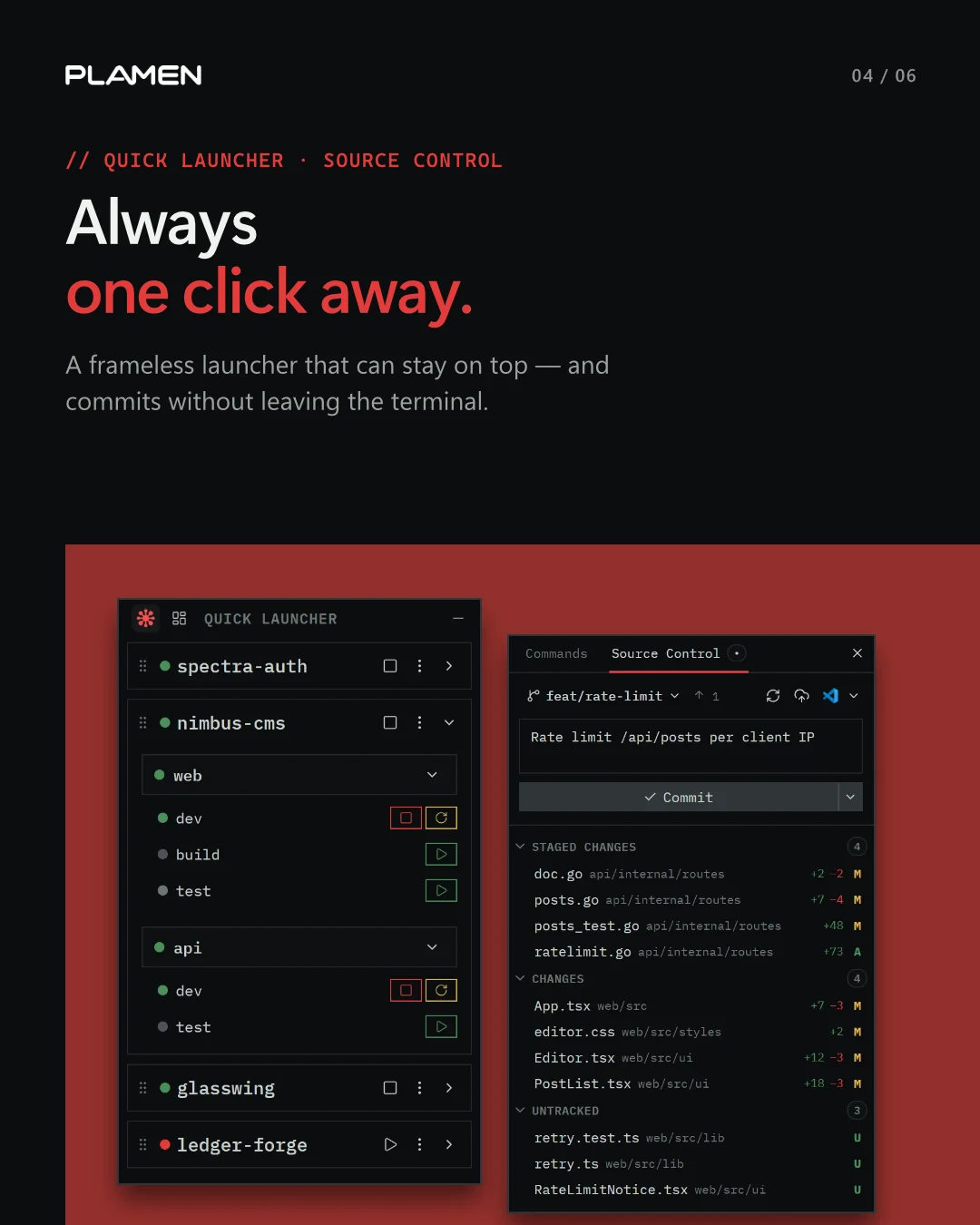 Dockmaster social post: Always one click away, the Quick Launcher and source control
