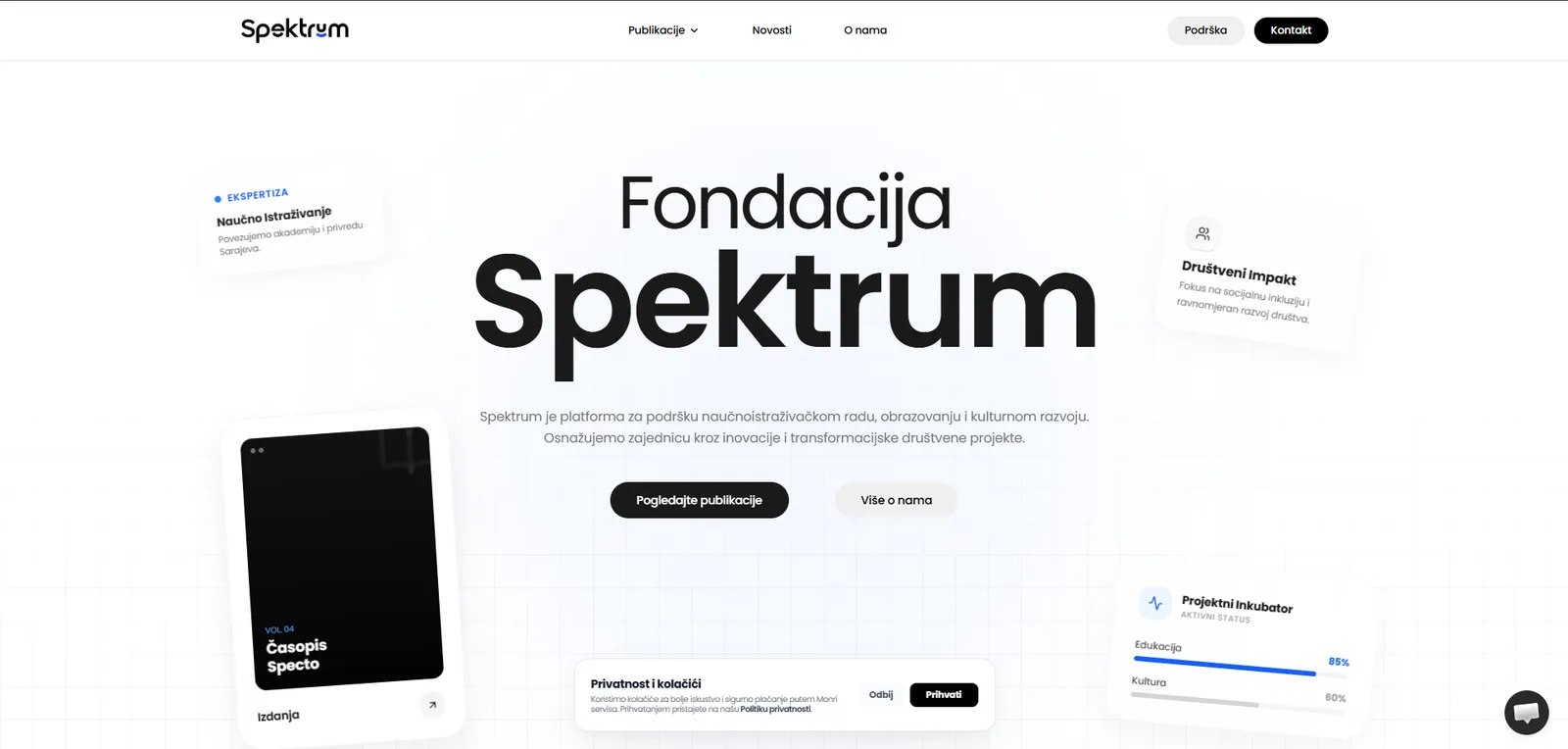 The Fondacija Spektrum website's home page